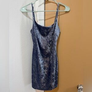 Forever 21 Blue Crushed Velvet Slip Dress